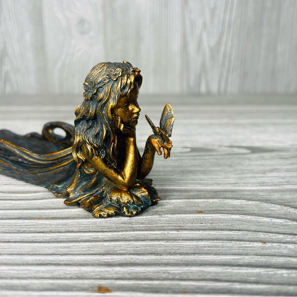 Mythical fairy incense holder home decoration table decor bronze color butterfly - Picture 6 of 7